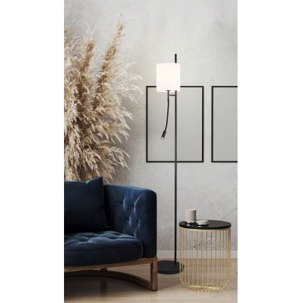 LED-lattiavalaisin TOKYO 1xE27/40W/230V + LED/3W musta/valkoinen