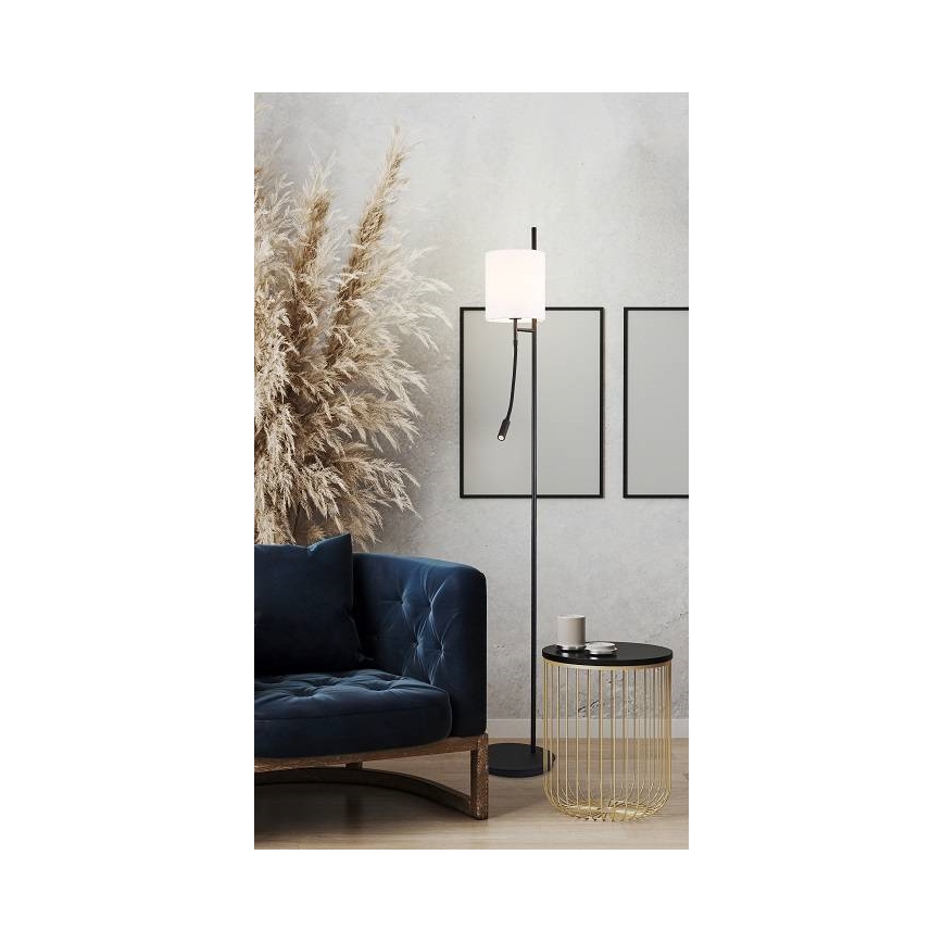 LED-lattiavalaisin TOKYO 1xE27/40W/230V + LED/3W musta/valkoinen