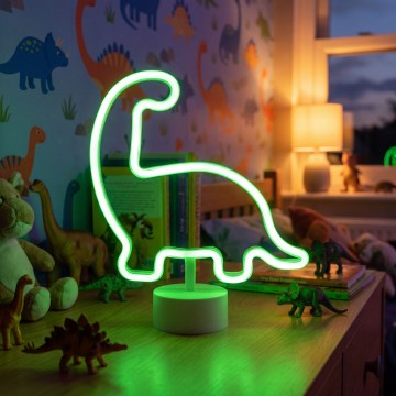 LED-neon-pöytäkoriste LED/2W/3xAA USB dinosaurus