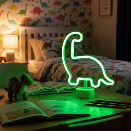 LED-neon-pöytäkoriste LED/2W/3xAA USB dinosaurus