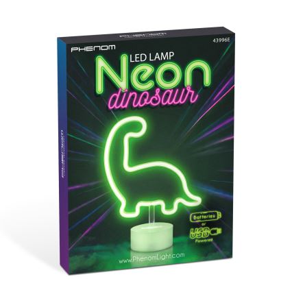 LED-neon-pöytäkoriste LED/2W/3xAA USB dinosaurus