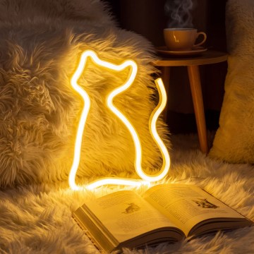 LED-neon-pöytäkoriste LED/2W/3xAA USB kissa