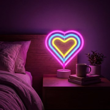LED-neon-pöytäkoriste LED/2W/3xAA USB sydän