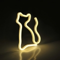 LED Neon seinäkoriste CAT LED/3W/3xAA USB keltainen