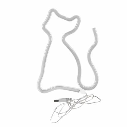 LED Neon seinäkoriste CAT LED/3W/3xAA USB keltainen