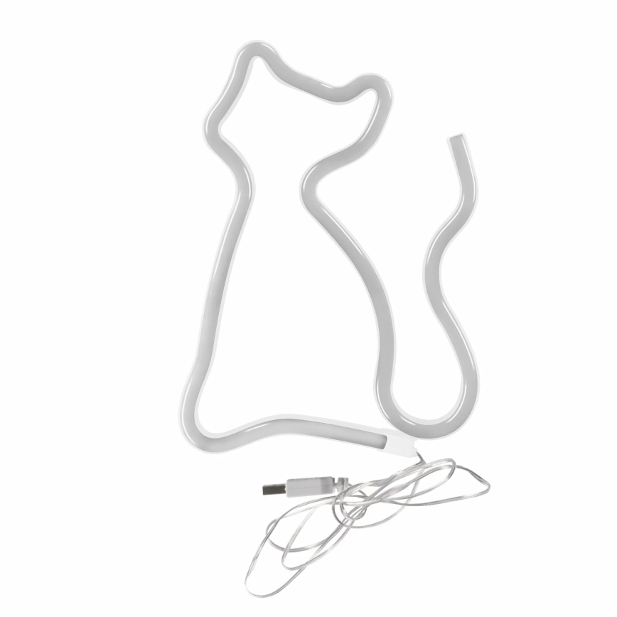 LED Neon seinäkoriste CAT LED/3W/3xAA USB keltainen