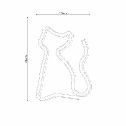 LED Neon seinäkoriste CAT LED/3W/3xAA USB keltainen