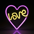 LED Neon seinäkoriste LOVE LED/3W/3xAA USB vaaleanpunainen