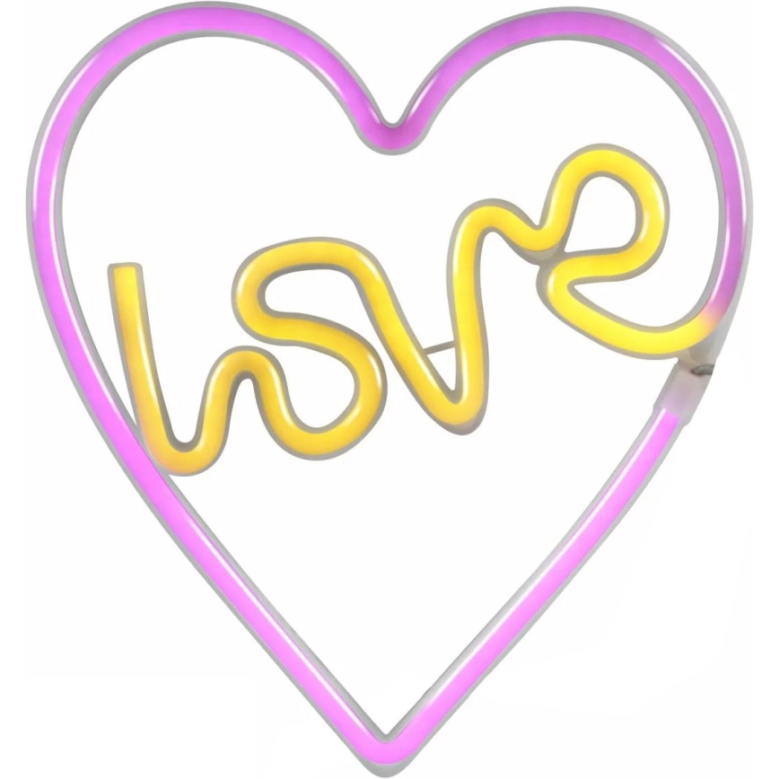 LED Neon seinäkoriste LOVE LED/3W/3xAA USB vaaleanpunainen