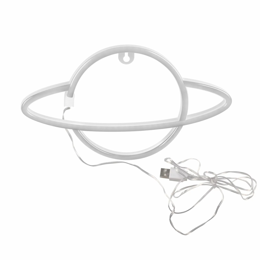 LED Neon seinäkoriste PLANET LED/3W/3xAA USB sininen/keltainen