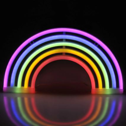 LED Neon seinäkoriste RAINBOW LED/3W/3xAA USB monivärinen