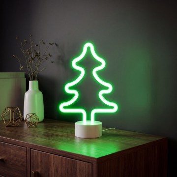 LED-neoninen pöytäkoriste LED/2W/3xAA USB-puu