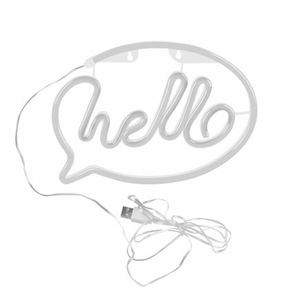LED-neonseinäkoriste HELLO LED/3W/3xAA USB vaaleanpunainen