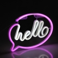 LED-neonseinäkoriste HELLO LED/3W/3xAA USB vaaleanpunainen