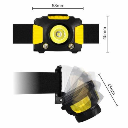 LED Otsalamppu 2xLED/5W/3xAAA + LED/3W