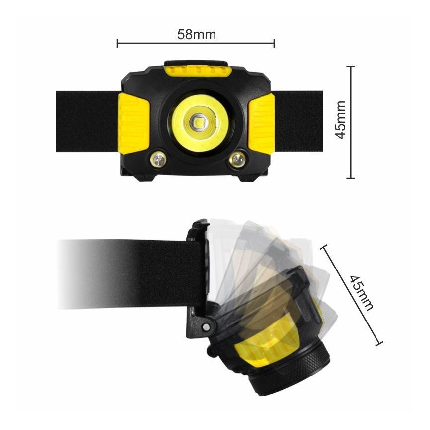 LED Otsalamppu 2xLED/5W/3xAAA + LED/3W