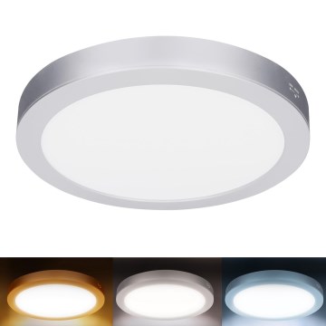 LED-paneeli, pinta- tai alaslaskettava 2-in-1 18W/230V 3000/4000/6000K Ø 22,5 cm IP54 hopea