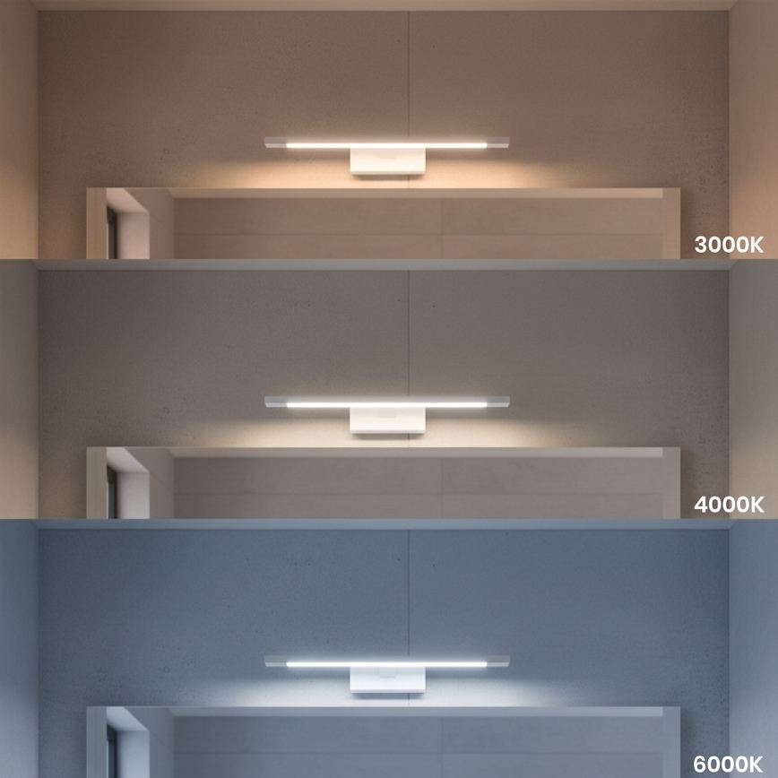 KLIMT LED -kylpyhuonepeilivalaisin, 8 W, 230 V, 3000/4000/6000 K, 40 cm, IP44, valkoinen