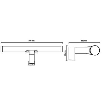 LED-peilivalaisin kylpyhuoneeseen LED/8W/230V 30 cm IP44 valkoinen