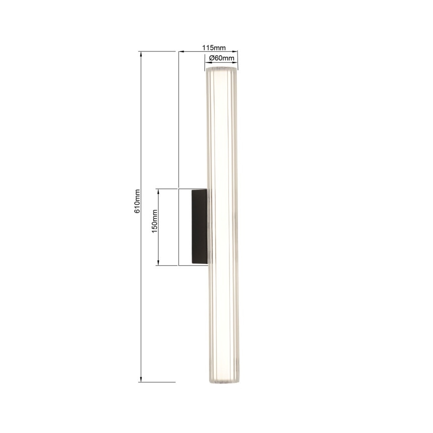 LINEA LED-kylpyhuonepeilivalaisin 12W/230V 3000/4000/6000K IP44 61 cm musta