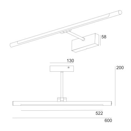 LED-peilivalaisin kylpyhuoneeseen MIRROR LED/8W/230V 4000K IP44 60 cm musta