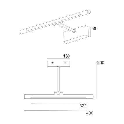 LED-peilivalaisin MIRROR LED/6W/230V 4000K IP44 40 cm musta
