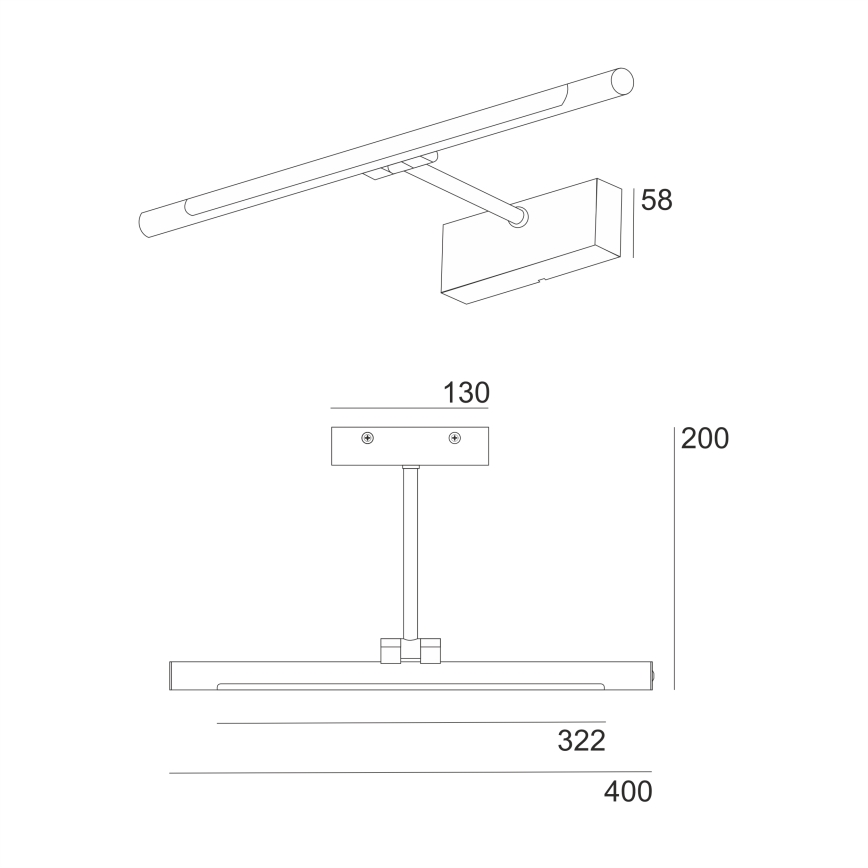 LED-peilivalaisin MIRROR LED/6W/230V 4000K IP44 40 cm musta