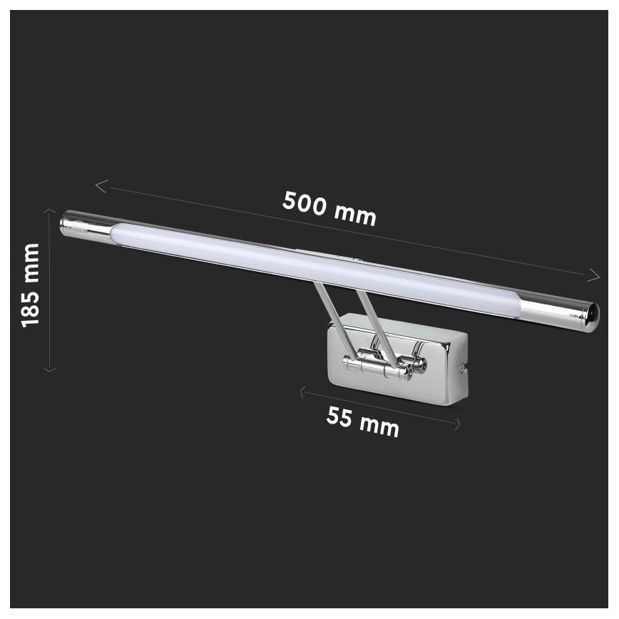 LED-peilivalot LED/9W/230V 3000K 50cm kiiltävä kromi