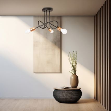 LED-pinta-asennettava kattovalaisin OXFORD 3xE27/15W/230V musta