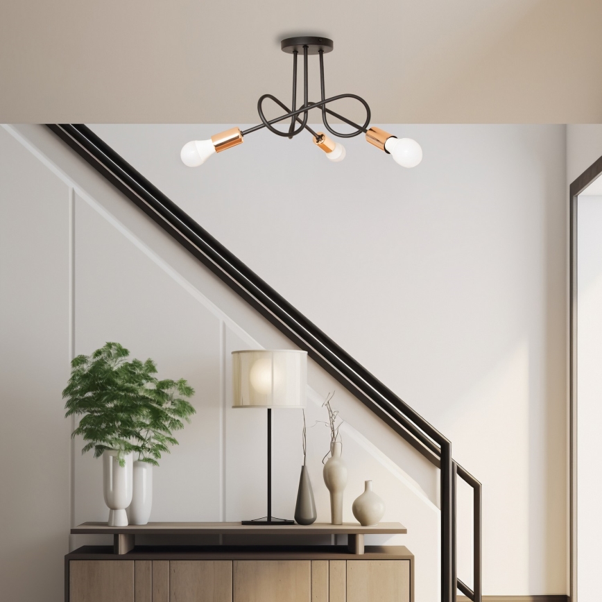 LED-pinta-asennettava kattovalaisin OXFORD 3xE27/15W/230V musta