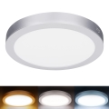 LED pinta- tai uppoasennettava paneeli 2-in-1 24W/230V 3000/4000/6000K Ø 30 cm IP54 hopea