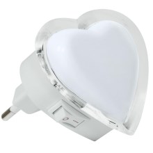LED-pistorasiayövalo 0,4W/230V valkoinen sydän