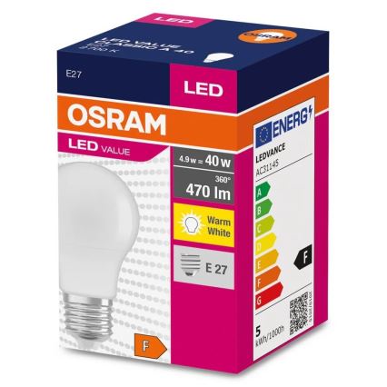 LED-polttimo A40 E27/4,9W/230V 2700K - Osram