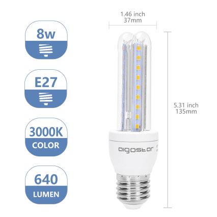 LED-polttimo B5 E27/8W/230V 3000K - Aigostar