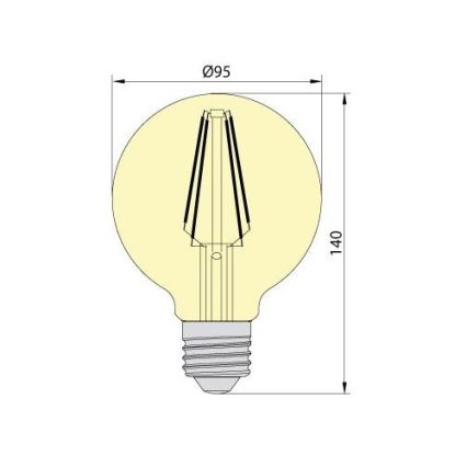 LED-polttimo CLASIC AMBER G95 E27/8W/230V 2200K - Brilagi
