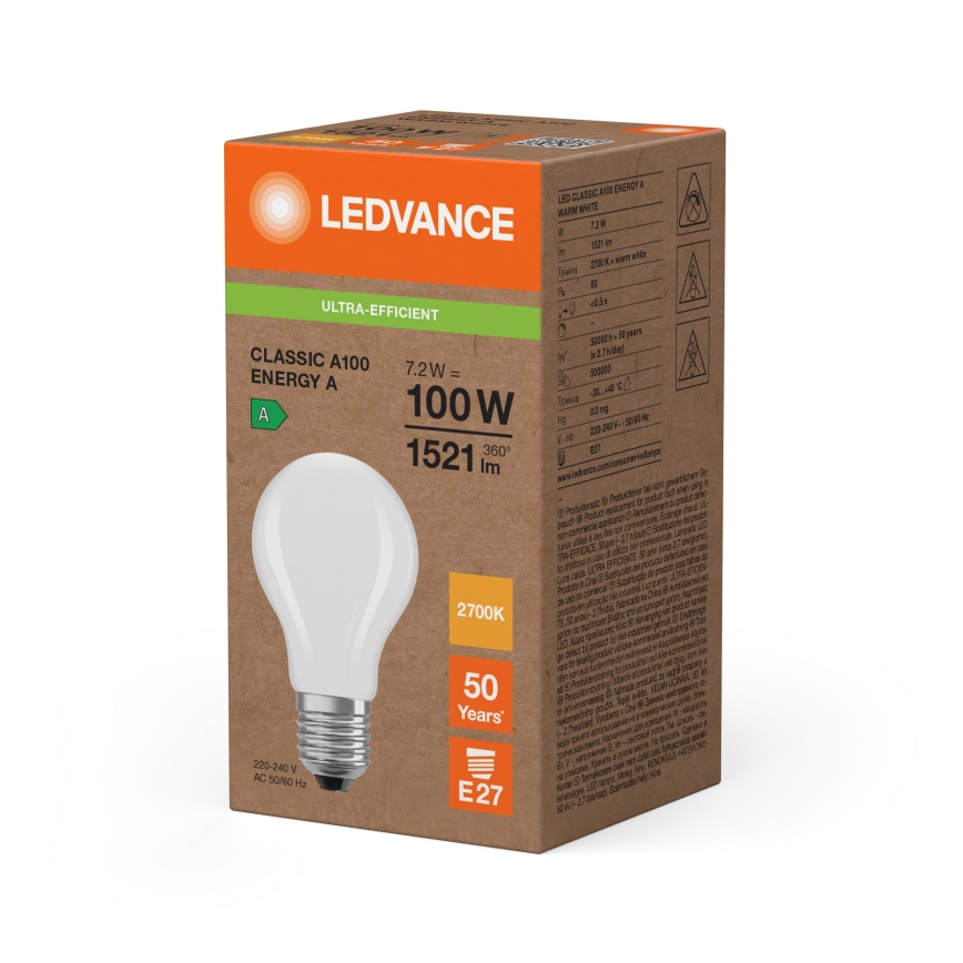 LED-polttimo CLASSIC FILAMENT A60 E27/7,2W/230V 2700K - Ledvance