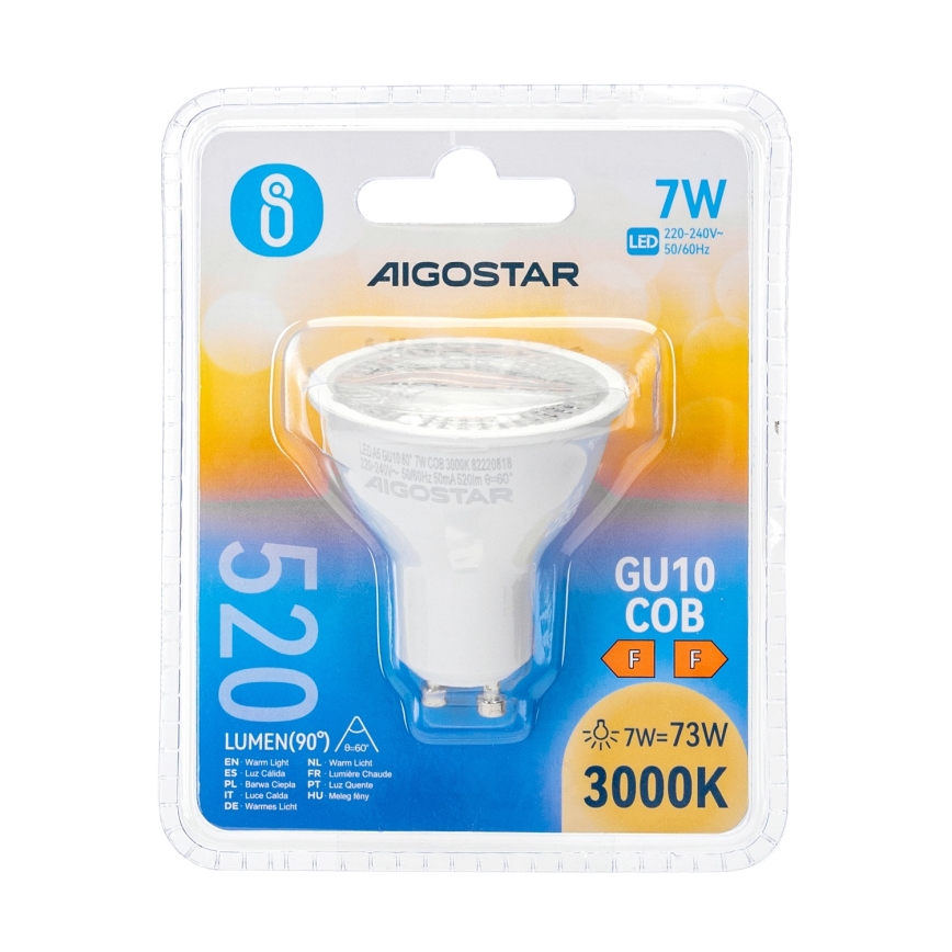 LED-polttimo COB GU10/7W/230V 3000K - Aigostar