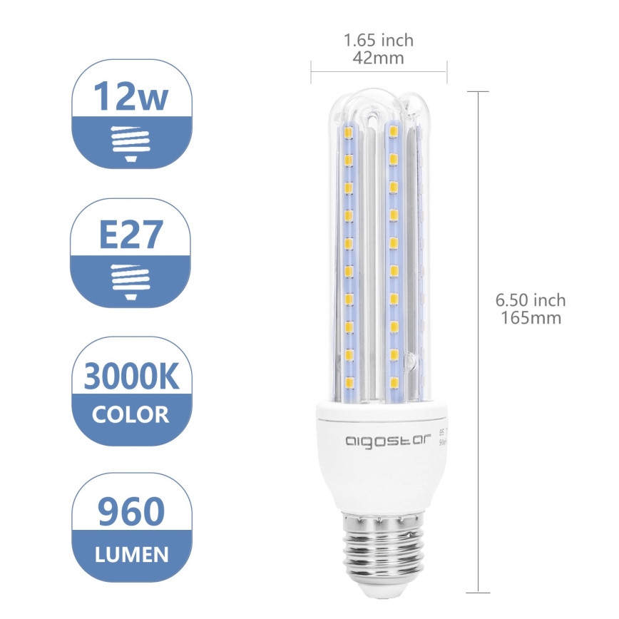 LED-polttimo E27/12W/230V 3000K - Aigostar