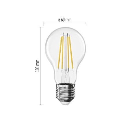 LED-polttimo FILAMENT A60 E27/3,8W/230V 2700K Energialuokka A
