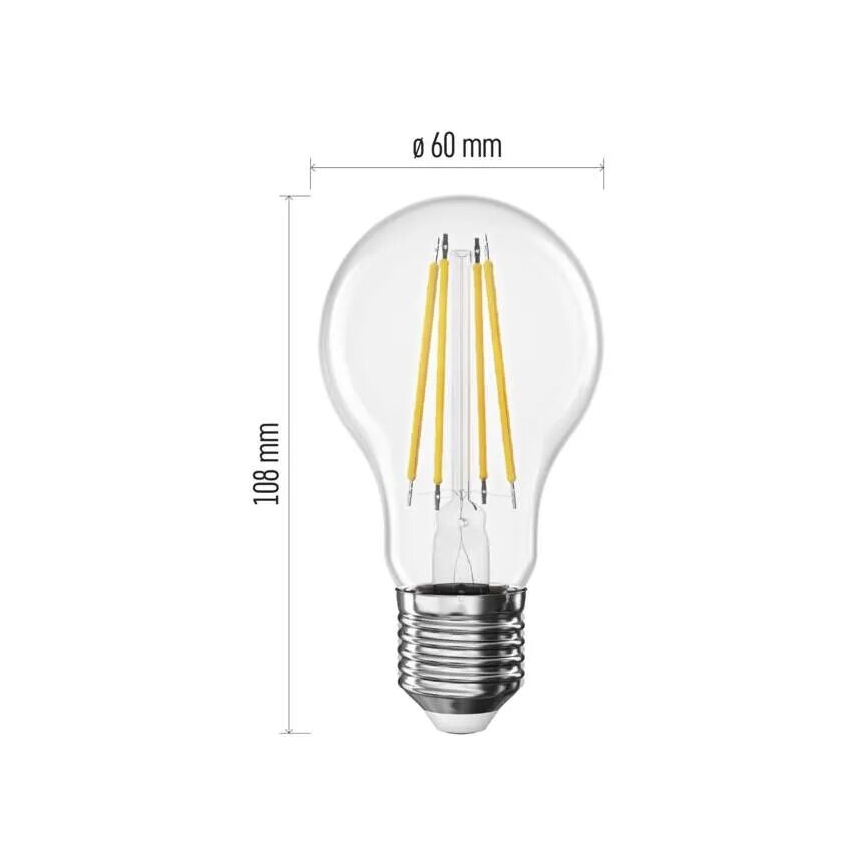 LED-polttimo FILAMENT A60 E27/5W/230V 2700K Energialuokka A