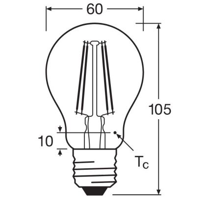 LED-polttimo FILAMENT A60 E27/6,5W/230V 2700K - Osram
