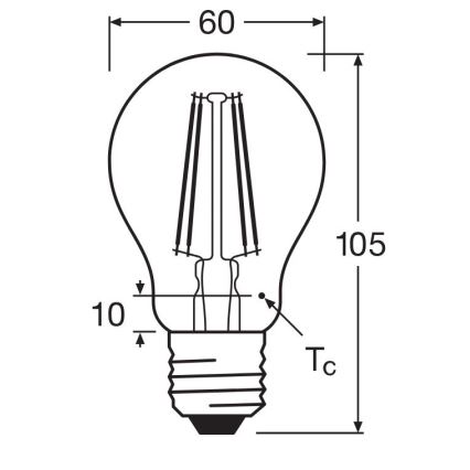 LED-polttimo FILAMENT A60 E27/6,5W/230V 4000K - Osram