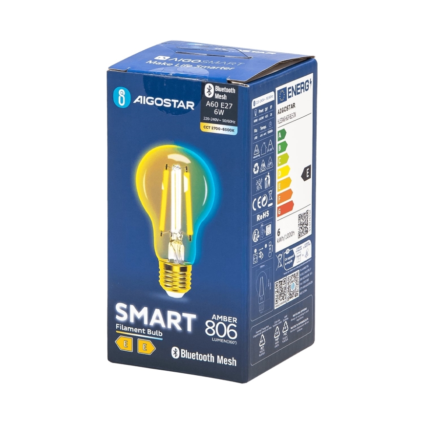 Himmennettävä LED-polttimo FILAMENT MESH Älykäs A60 E27/6W/230V 2700-6500K - Aigostar