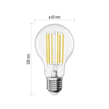 LED-polttimo FILAMENT A60 E27/7,2W/230V 2700K Energialuokka A