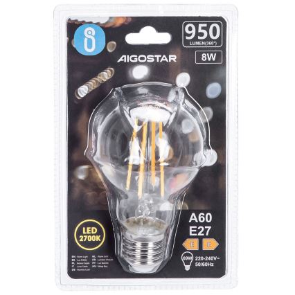 LED-polttimo FILAMENT A60 E27/8W/230V 2700K - Aigostar
