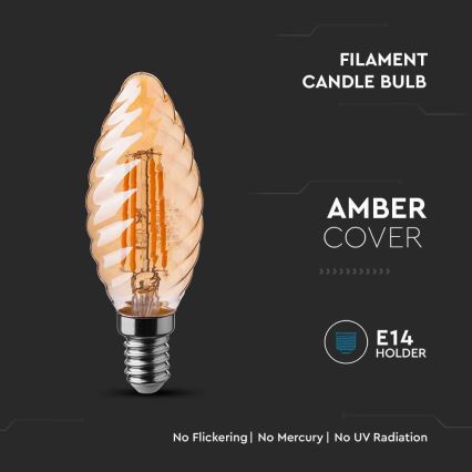 LED-polttimo FILAMENT AMBER E14/4W/230V 2200K