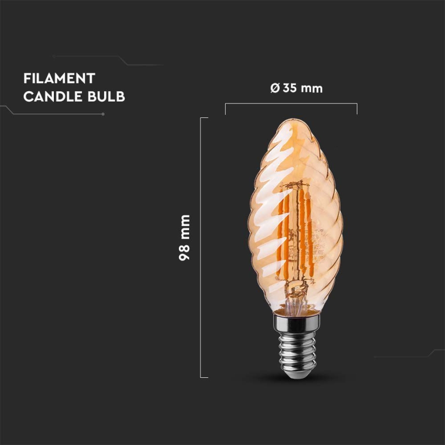LED-polttimo FILAMENT AMBER E14/4W/230V 2200K