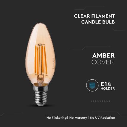 LED-polttimo FILAMENT AMBER E14/4W/230V 2200K