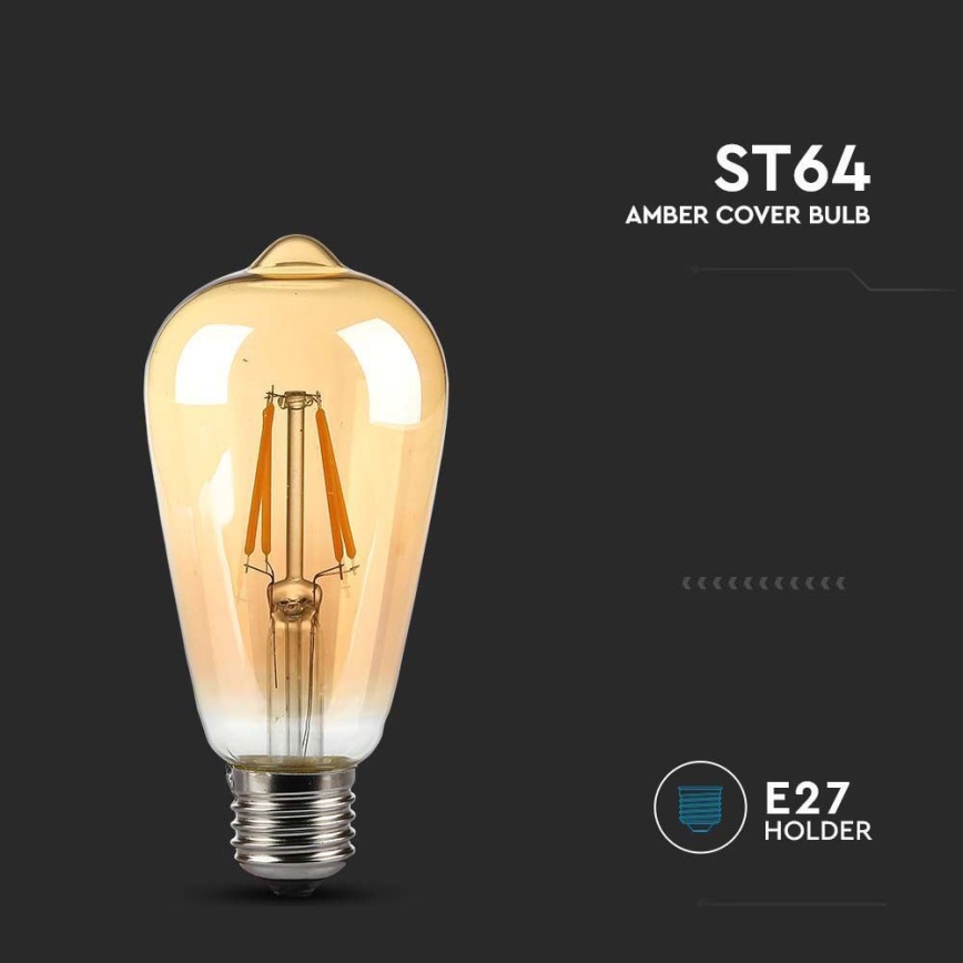 LED-polttimo FILAMENT AMBER ST64 E27/8W/230V 2200K