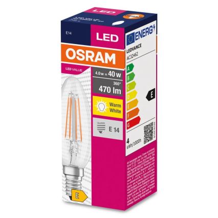 LED-polttimo FILAMENT B40 E14/4W/230V 2700K - Osram